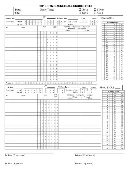 19 Basketball Score Sheet Free To Edit Download And Print Cocodoc