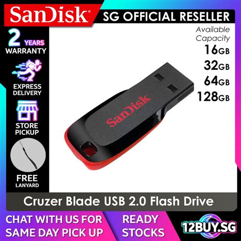 Sandisk Cruzer Blade Usb 2 0 Flash Drive Cz50 16gb 32gb 64gb 128gb 3pm Sg 12buy Sg Express