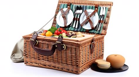 Premium Photo Insulated Willow Picnic Basket For Stylish Outdoor Dining