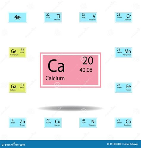 Periodic Table Element Calcium Color Icon Set Of Chemical Sign Color Icon Stock Illustration