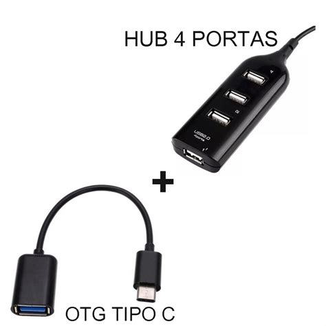 Kit Mobilador Hub Expansor Usb Portas Cabo Adaptador Otg Tipo C