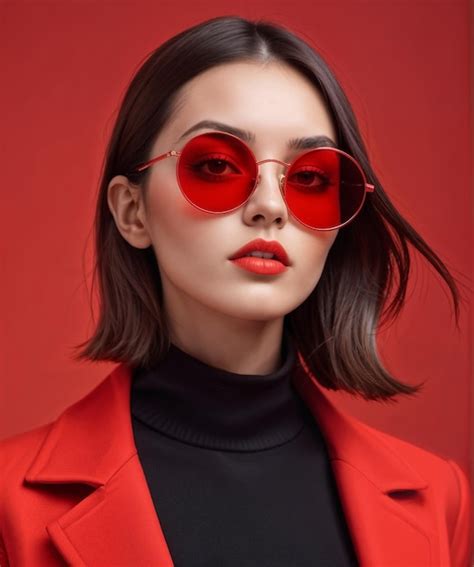 Premium Photo Stylish Portrait Of A Young Woman Wearing Sunglasses