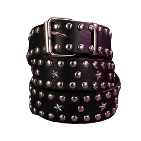 Buy Star Studded Belt Black Leather LeatherBeltsOnline