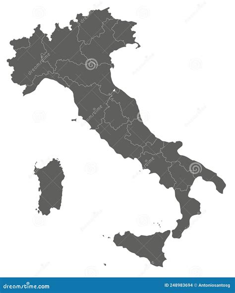 Vector Blank Map Of Italy With Regions And Administrative Divisions ...