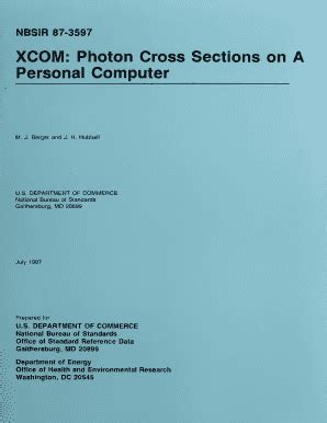 Fillable Online Nvlpubs Nist Xcom Photon Cross Sections On A Personal