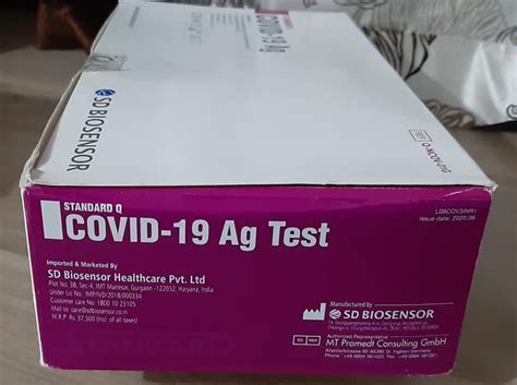 Plastic Sd Biosensor Rapid Antigen Standard Q Covid Ag Test Kit For