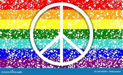 Peace Symbol On Artistic Rainbow Flag Colors Isolated Stock Vector