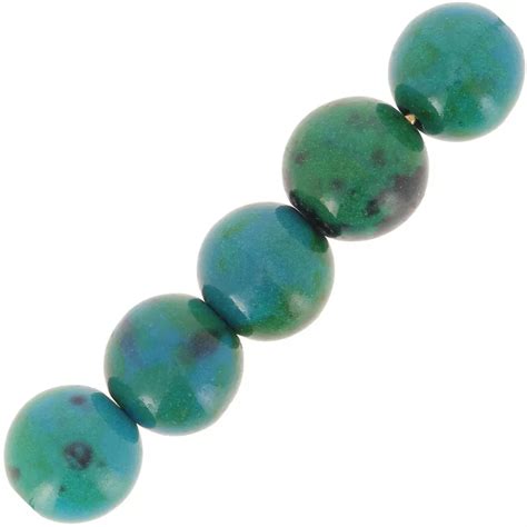 Perles Rondes Mm Pierre Gemme Chrysocolle X Perles Co