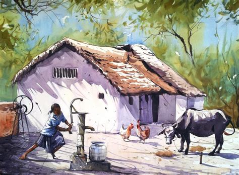 Indian Village Watercolor Paintings At Getdrawings Free Download