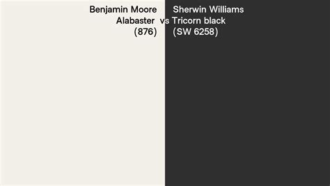 Benjamin Moore Alabaster 876 Vs Sherwin Williams Tricorn Black Sw 6258 Side By Side Comparison