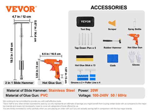 Vevor Ventosa Carrozziere Tirabolli Auto Kit Pezzi Estrattore Per