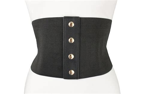 Denim Blue Black Wide Stretch Fabric High Waist Corset Belt New Women