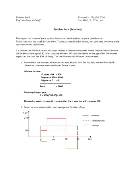 Problem Set 4 Economics 122a Fall 2010 Prof Nordhaus And Staff