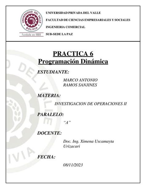 Practica Programación Dinámica Marco Antonio Ramos Sanjines uDocz