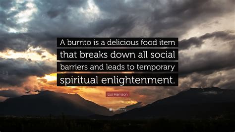 Lisi Harrison Quote: “A burrito is a delicious food item that breaks