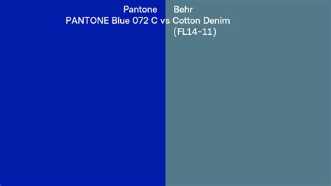 Pantone Blue 072 C Vs Behr Cotton Denim FL14 11 Side By Side Comparison