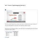 Wk 4 Practice Capital Budgeting Due Day 5 Docx Wk 4 Practice