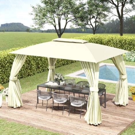 Outsunny Gazebo Da Giardino X M In Acciaio Con Doppio Tettuccio