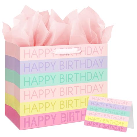 Large Happy Birthday Dhf Gift Bag With Tissue Paper Card And