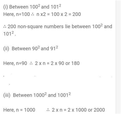 How Many Non Square Numbers Lie Between The Following Pairs Of Numbers I1002 And 1012 Ii902