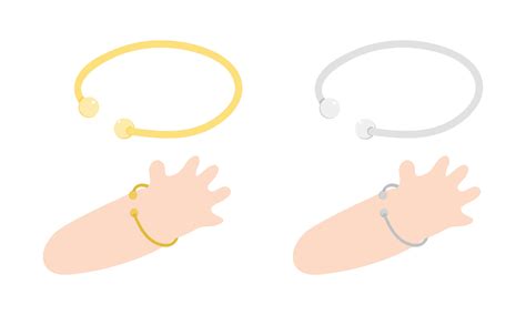 Vector Set Of Golden And Silver Baby Bracelet Clipart Simple