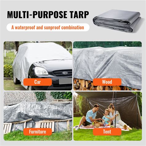 Vevor Tarp Heavy Duty Waterproof 20x30 Ft Plastic Poly Tarp Cover 10 Mil Multi Purpose Tear Uv