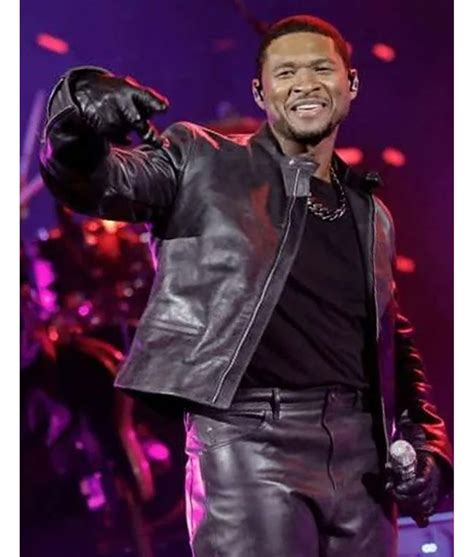 Super Bowl Halftime Show Usher Black Leather Jacket