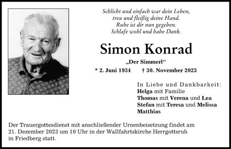 Traueranzeigen von Simon Konrad Allgäuer Zeitung