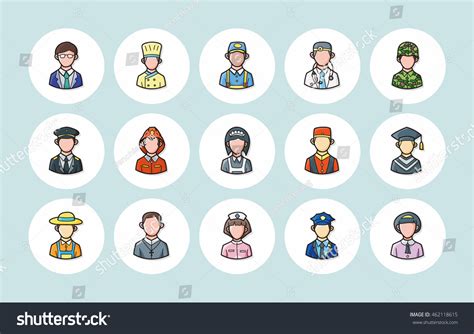 People Occupations Icons Seteps Stock Vector Royalty Free