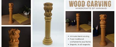 Exploring India Ashoka Pillar Wooden Ashok Stambh For Table New