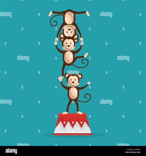 Monkeys Circus Show Icons Stock Vector Image Art Alamy