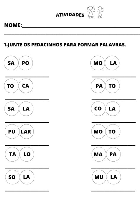 Junte As Sílabas E Forme Palavras Respostas - Junte as sílabas e forme palavras | School activities, Activities for ...