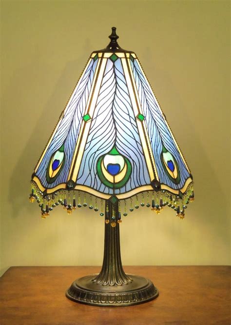 Stained Glass Table Lamp Peacock Etsy