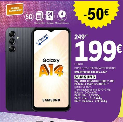 Promo Smartphone Galaxy A14 Samsung Chez E Leclerc ICatalogue Fr