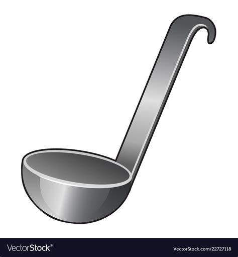 Steel Serving Spoon Or Ladle Isolated On White Vector Image