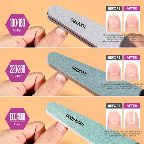 Teenitor Gel Nail File Set Professional Nail Buffer File Block Natural