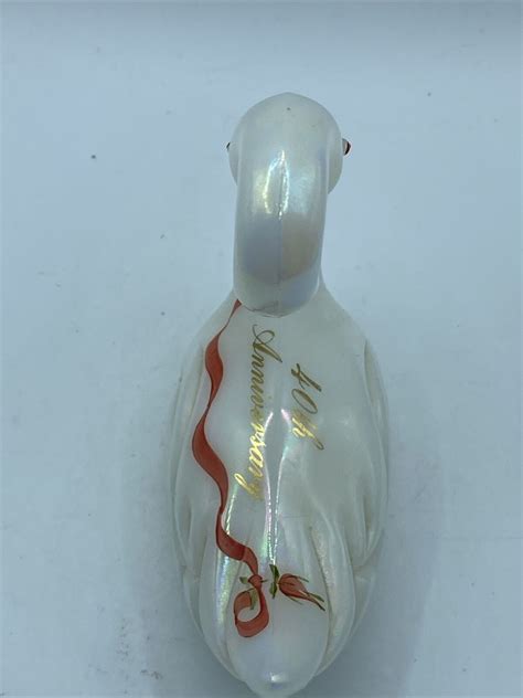 Vintage Fenton Irridescent Swan 40th Anniversary Rose Signed M Wagner Ebay