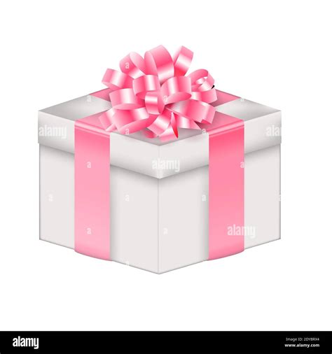 Realistic D Gift Box With Bow And Ribbon Vector Illustration Stock