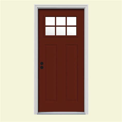 Jeld Wen 32 In X 80 In 6 Lite Craftsman Mesa Red W White Interior