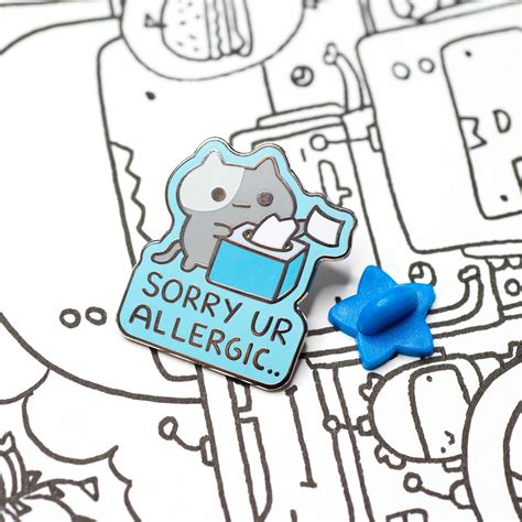 Cute Allergy Cat Hard Enamel Pin Cat Pin Brooch Nurse Badge - Etsy