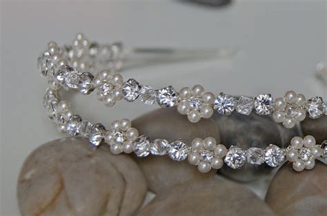 Double Wedding Headband Bridal Headbands Rhinestones And Pearl