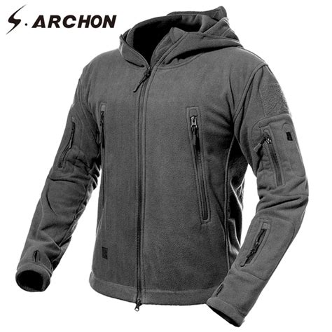 S Archon Winter Thicken Soft Shell Military Fleece Jackets Men Hooded