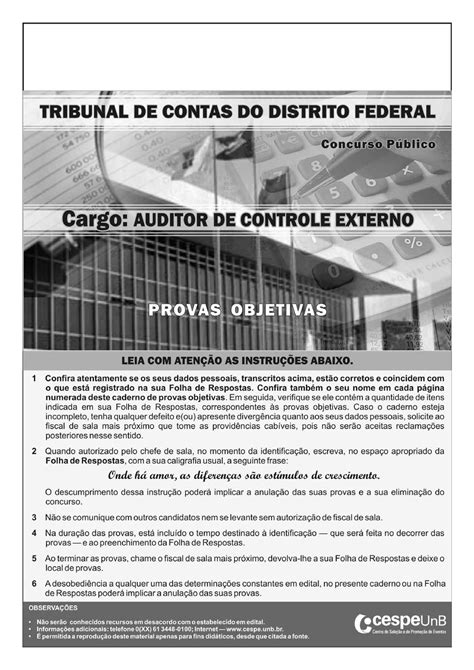 Cespe 2012 Tc Df Auditor De Controle Externo Prova De Acordo O