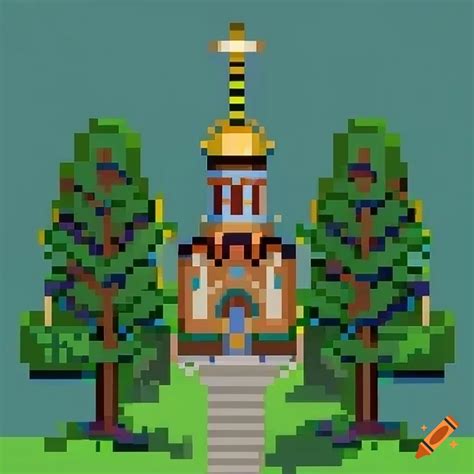 Pixel Art Of A Church In A Game Setting On Craiyon