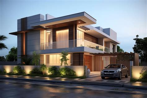Premium AI Image | Beautiful modern house exterior with carport Modern ...
