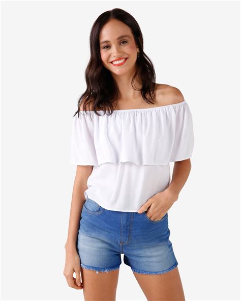 Riachuelo Blusa Feminina Ciganinha Babados Branco Pool By Riachuelo