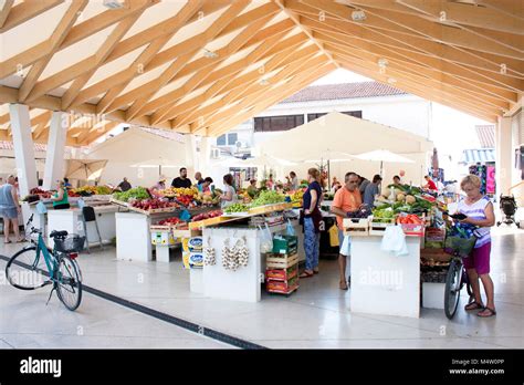 Vodice Croatia August 17 2016 People Buying And Selling Fruits And