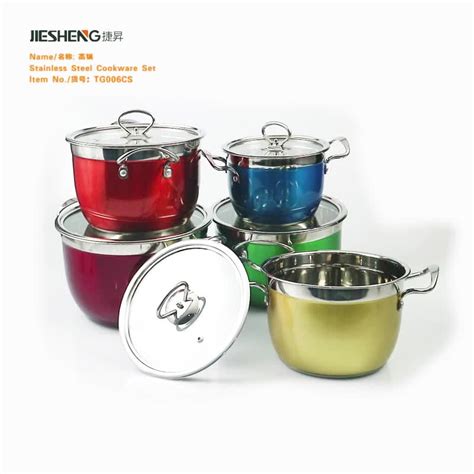 Hotel Cookware Stainless Steel Cooking Pots Colorful Kitchen Utensils