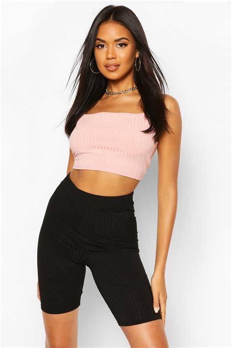 Womens Orange Recycled Strappy Rib Crop Top Boohoo Uk