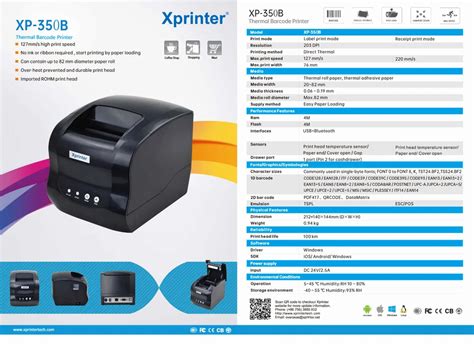 Xprinter XP-365B 3" USB + Bluetooth Thermal Receipt + Label Barcode ...